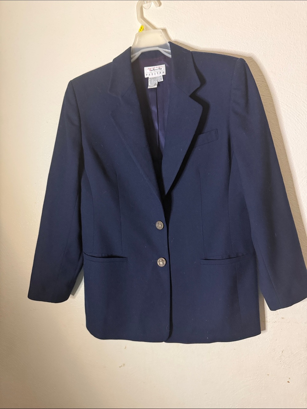 Talbots Navy Single-Breasted  100 percent worsted wool Tailored Blazer 12P
